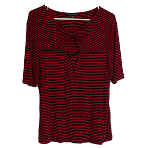 TOMMY HILFIGER Twisted Keyhole Stripped Pullover, Women’s XL, Red Black